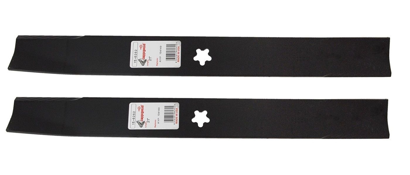 Set of 2, Heavy Duty 21″ Long Blades (6262) Made In USA - On 42" Decks. - Image 2