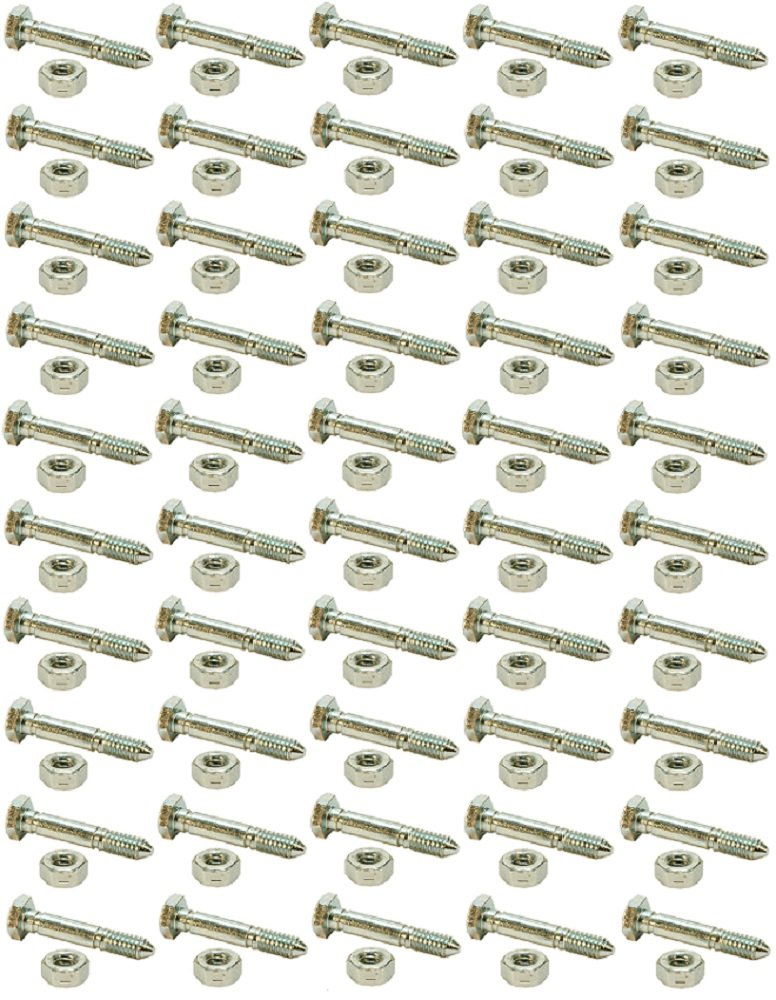 Set of 50 Shear Pins & Lock Nuts for Ariens 510015, 51001500 Snapper 1-3865, 7091550, 7091550YP, 91550 Toro 3285-11