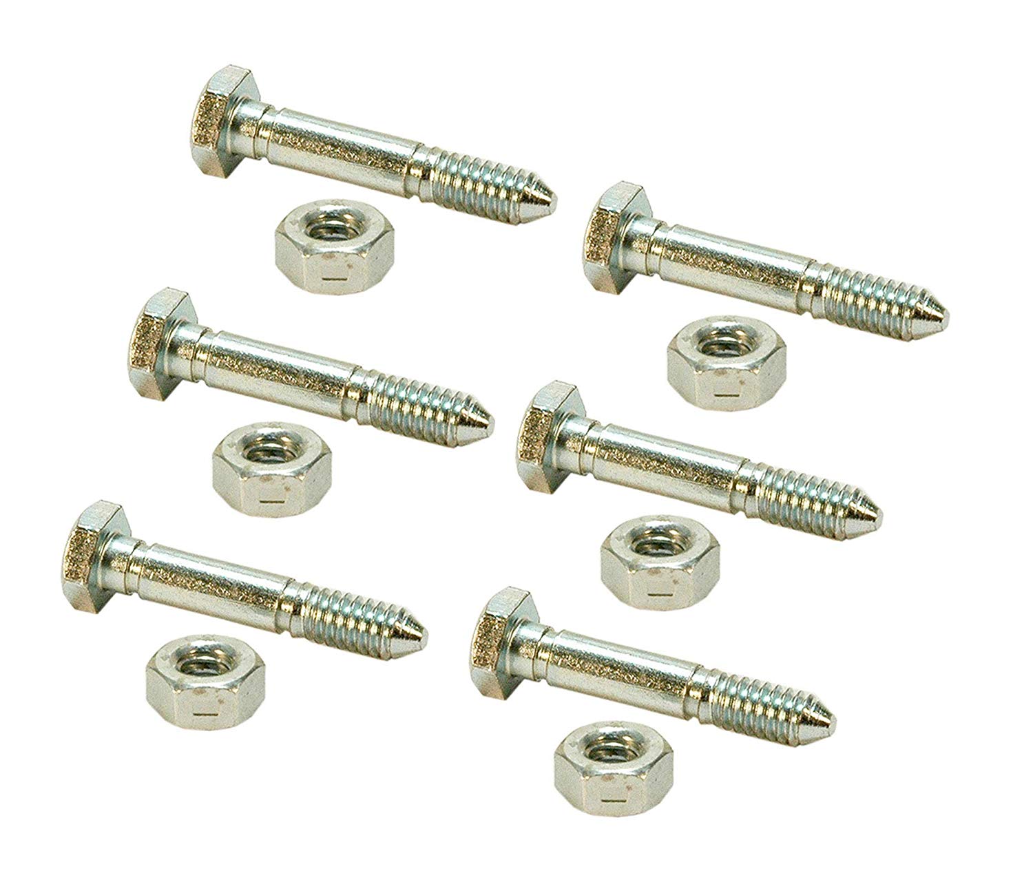 Set of 6 Shear Pins & Nuts for Ariens 05907100, 510016, 51001600, 532005, 53200500, 59071, 5907100