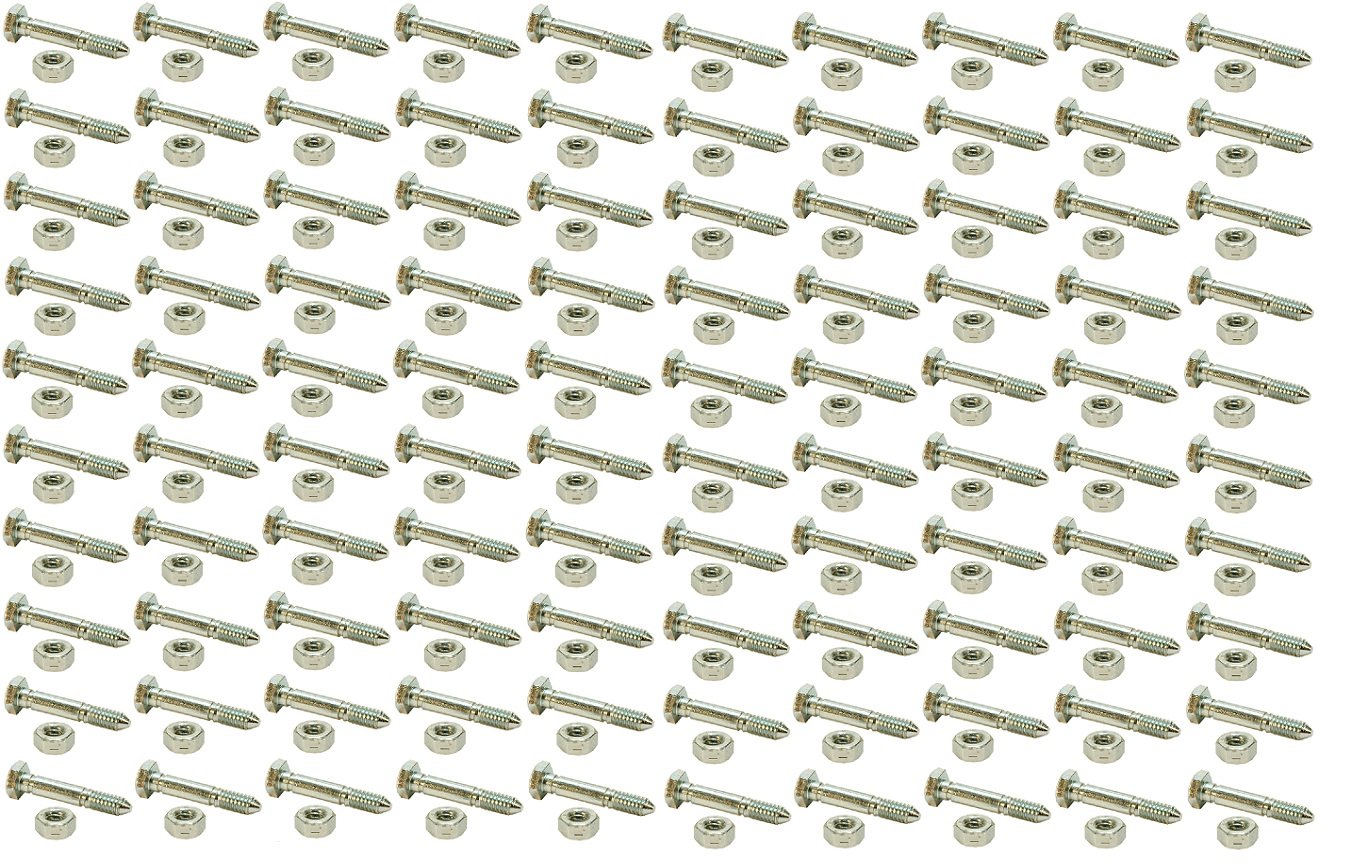 Set of 100 Shear Pins & Lock Nuts for Ariens: 510015, 51001500. Snapper 1-3865, 7091550, 7091550YP, 91550. Toro: 3285-11 & More - Image 2