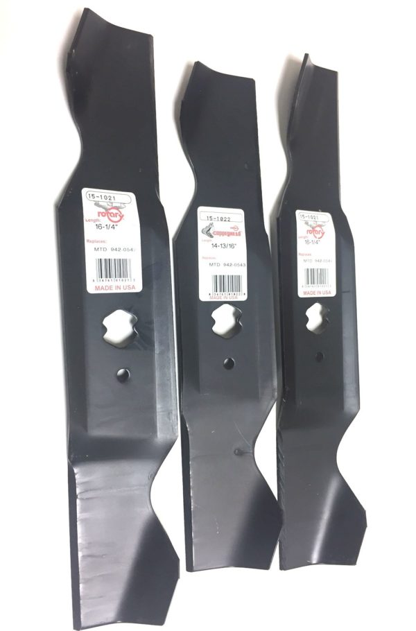 Set of 3 Blades for MTD: 490-110-M113, 742-0542, 942-0542, OEM-753-0571, 490-110-M113, 742-0543, 742-0645, 753-0571, 942-0543, 942-0645