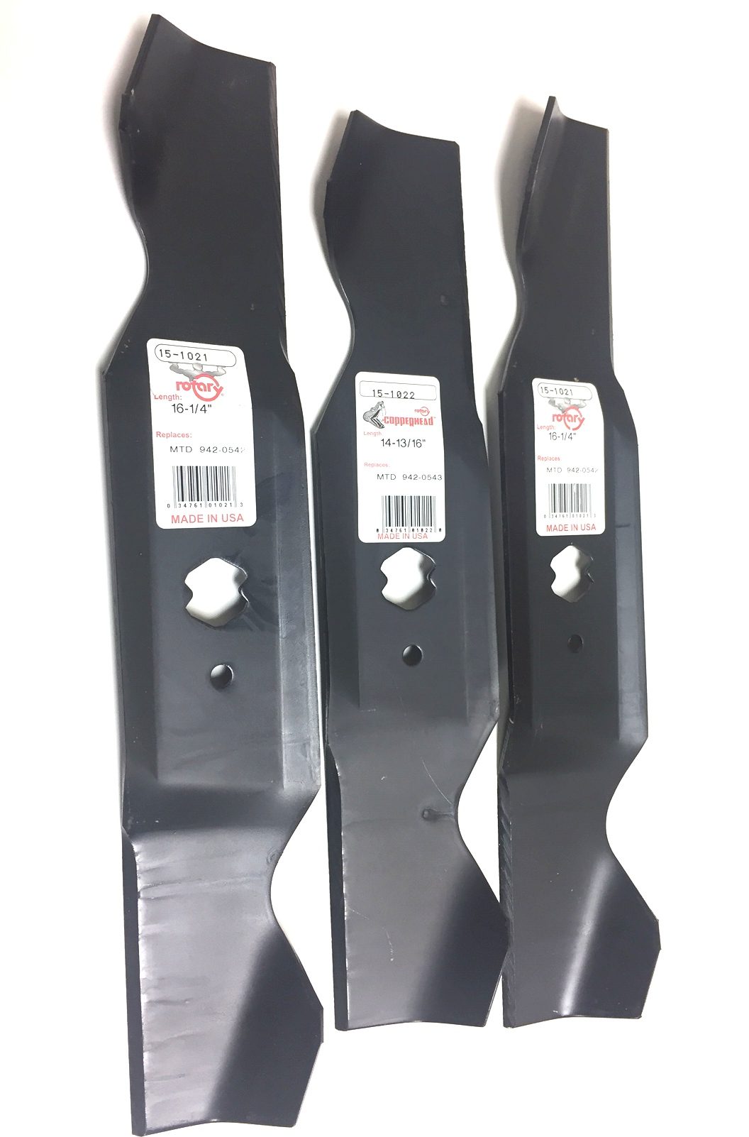 Set of 3 Blades for MTD: 490-110-M113, 742-0542, 942-0542, OEM-753-0571, 490-110-M113, 742-0543, 742-0645, 753-0571, 942-0543, 942-0645