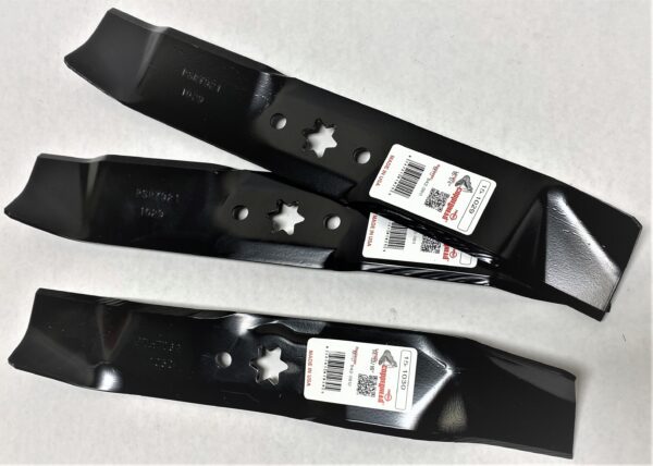 Set of 3, Made In USA, Blades Compatible with MTD 742-0611, 942-0611, 742-0612, 942-0612. Has Two 16 1/4" Blades, One 14 3/16".