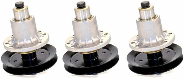 Set of 3 Heavy Duty Spindle Assemblies for Exmark: 103-1184. Includes Pulleys 1-653386