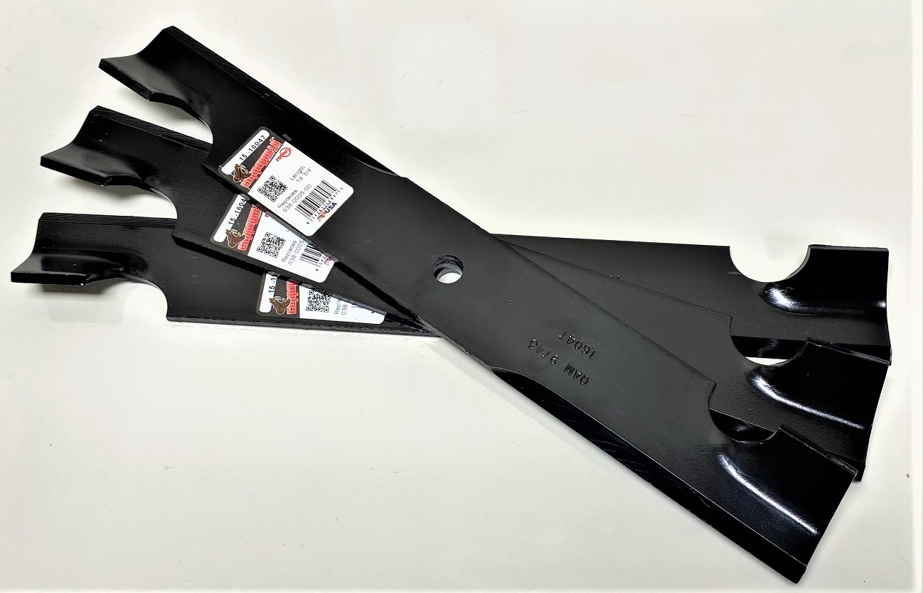 18-3/4" Set of 3 Heavy Duty Blades for Bad Boy 038-0001-00 Fits 54" Outlaw, 54" ZT, 54" CZT, and 54" Stand-On