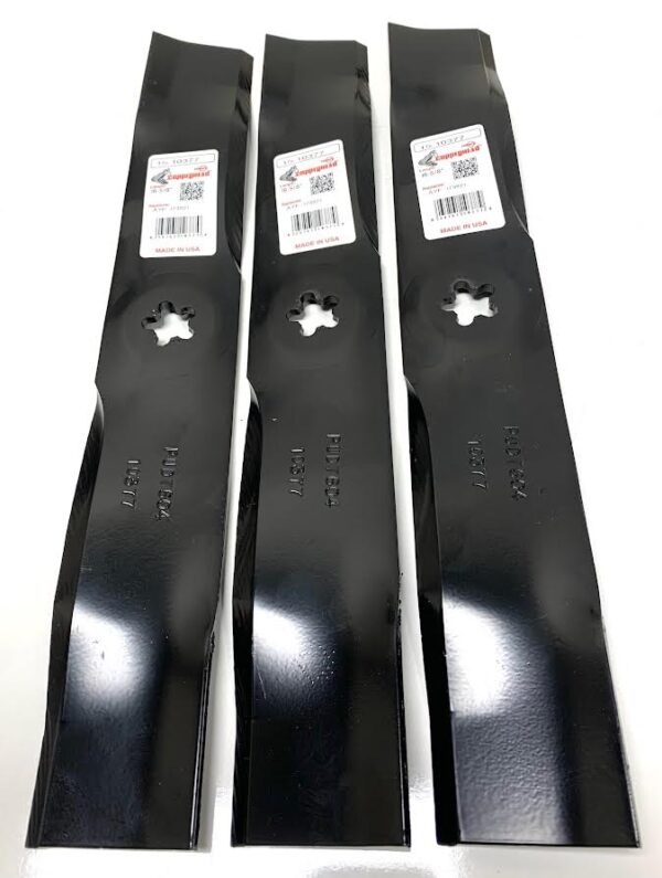 Set of 3 Mower Blades for AYP 173921 Husqvarna 532173921 16-5/8” Length 2-1/2” Width .204” Thickness 5 PT ST Center Hole 48" Deck - Image 3