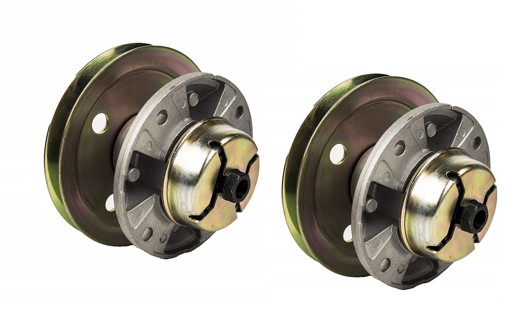 2 Spindle Assemblies With Pulleys Compatible With John Deere AM121342 AM121229 - Image 2