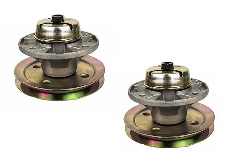 2 Spindle Assemblies With Pulleys Compatible With John Deere AM121342 AM121229